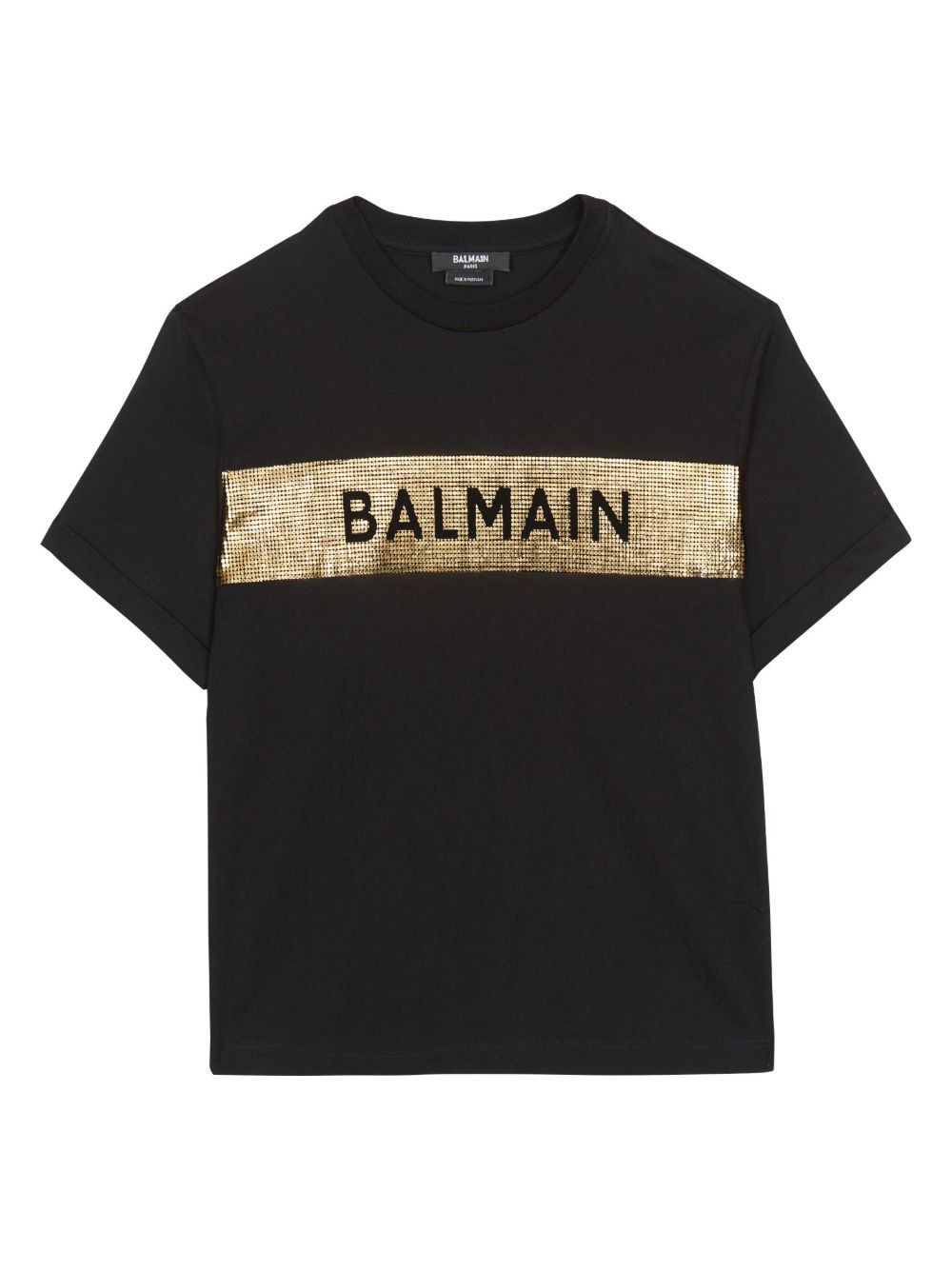 Balmain Kids 压印logo棉T恤 - 黑色