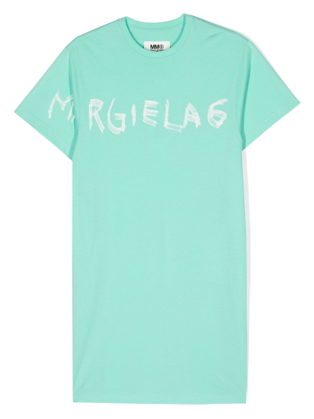 MM6 Maison Margiela Kids logo图案印花棉T恤式连衣裙 - 绿色