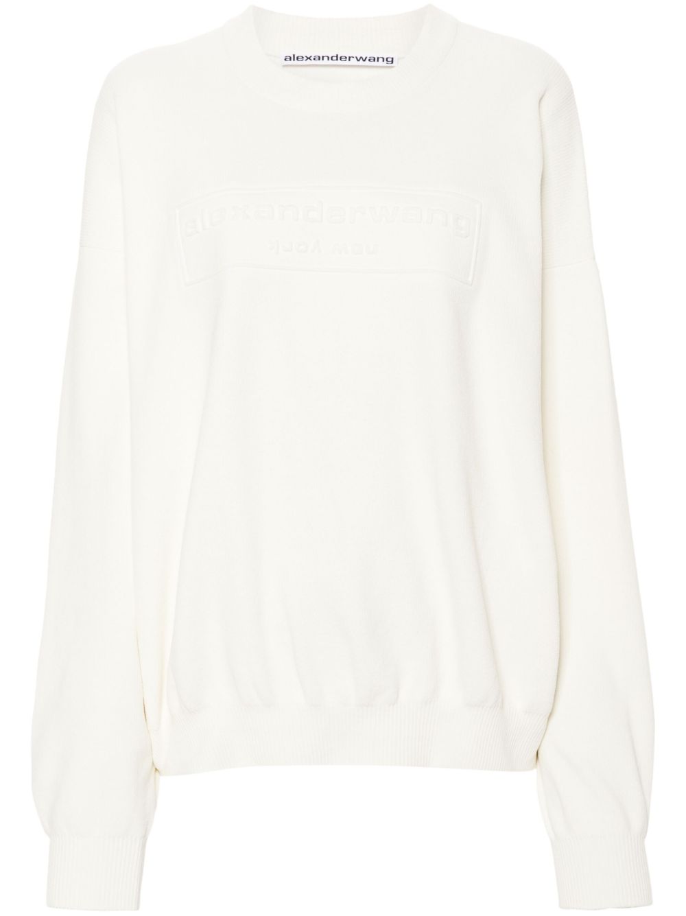 Alexander Wang logo刺绣罗纹毛衣 - 白色