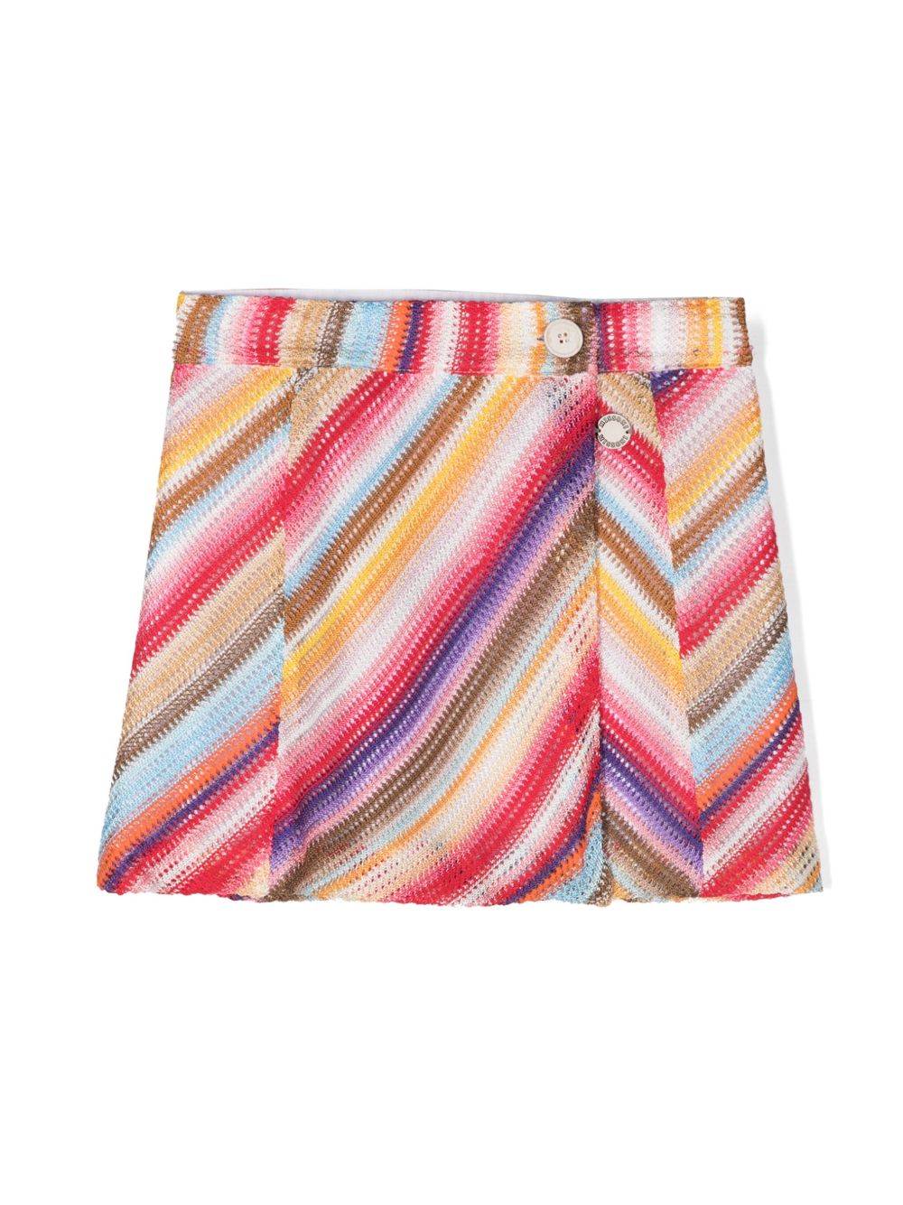 Missoni Kids Z字形图案裹身式半身裙 - 黄色