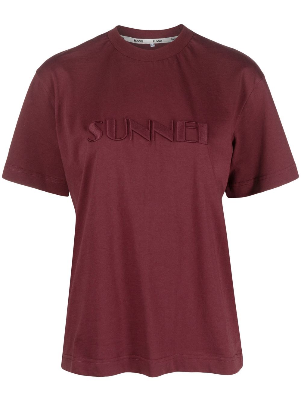 Sunnei logo-embroidered cotton T-shirt - 红色