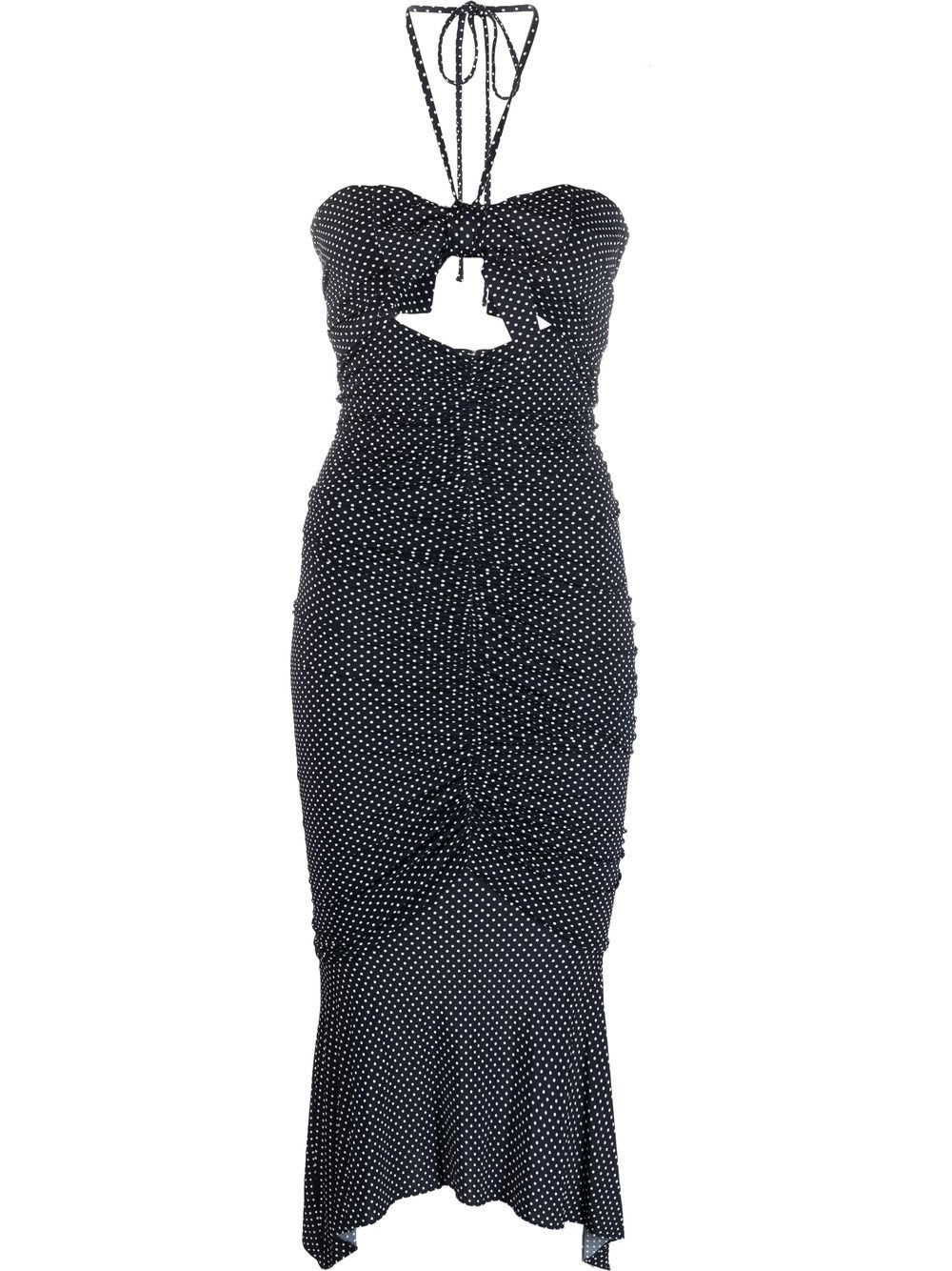 Alexandre Vauthier 蝴蝶结细节挂脖连衣裙 - 蓝色