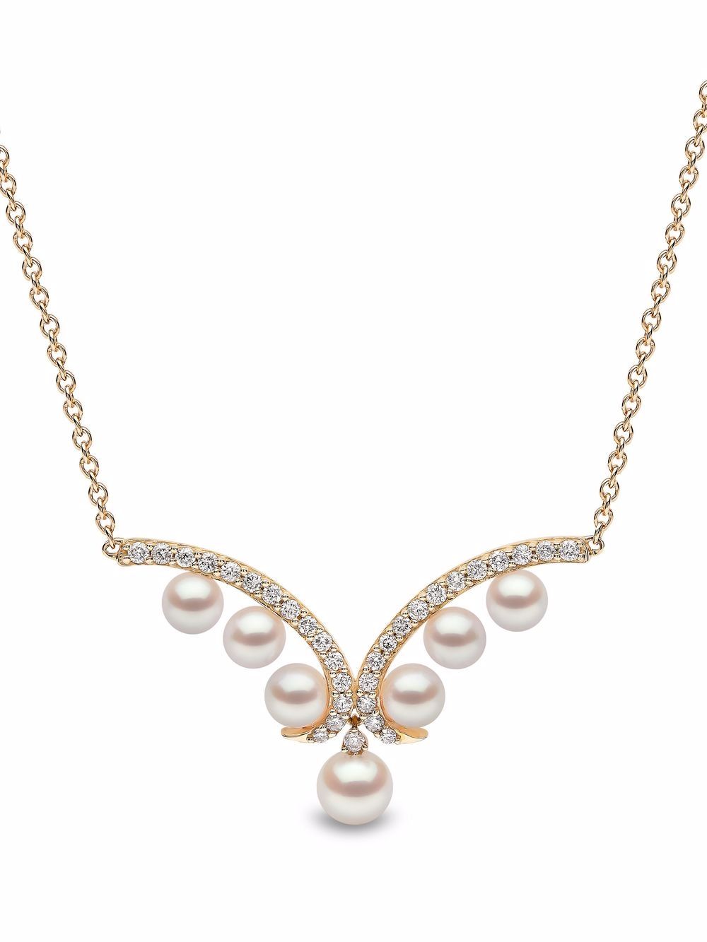 Yoko London Sleek 18K黄金阿古屋珍珠钻石项链 - 金色