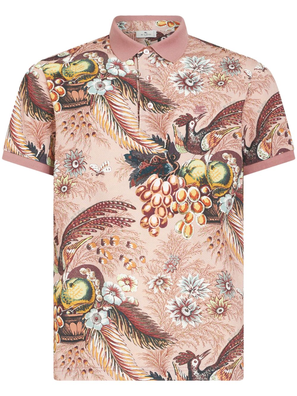 ETRO 花卉印花棉polo衫 - 粉色