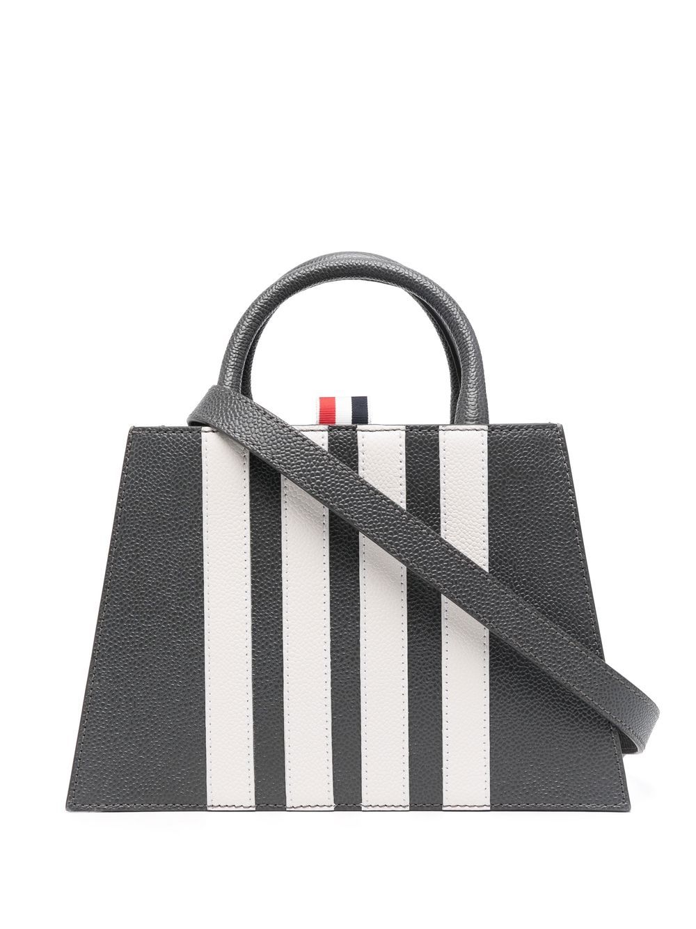 Thom Browne 贴花条纹手提包 - 灰色