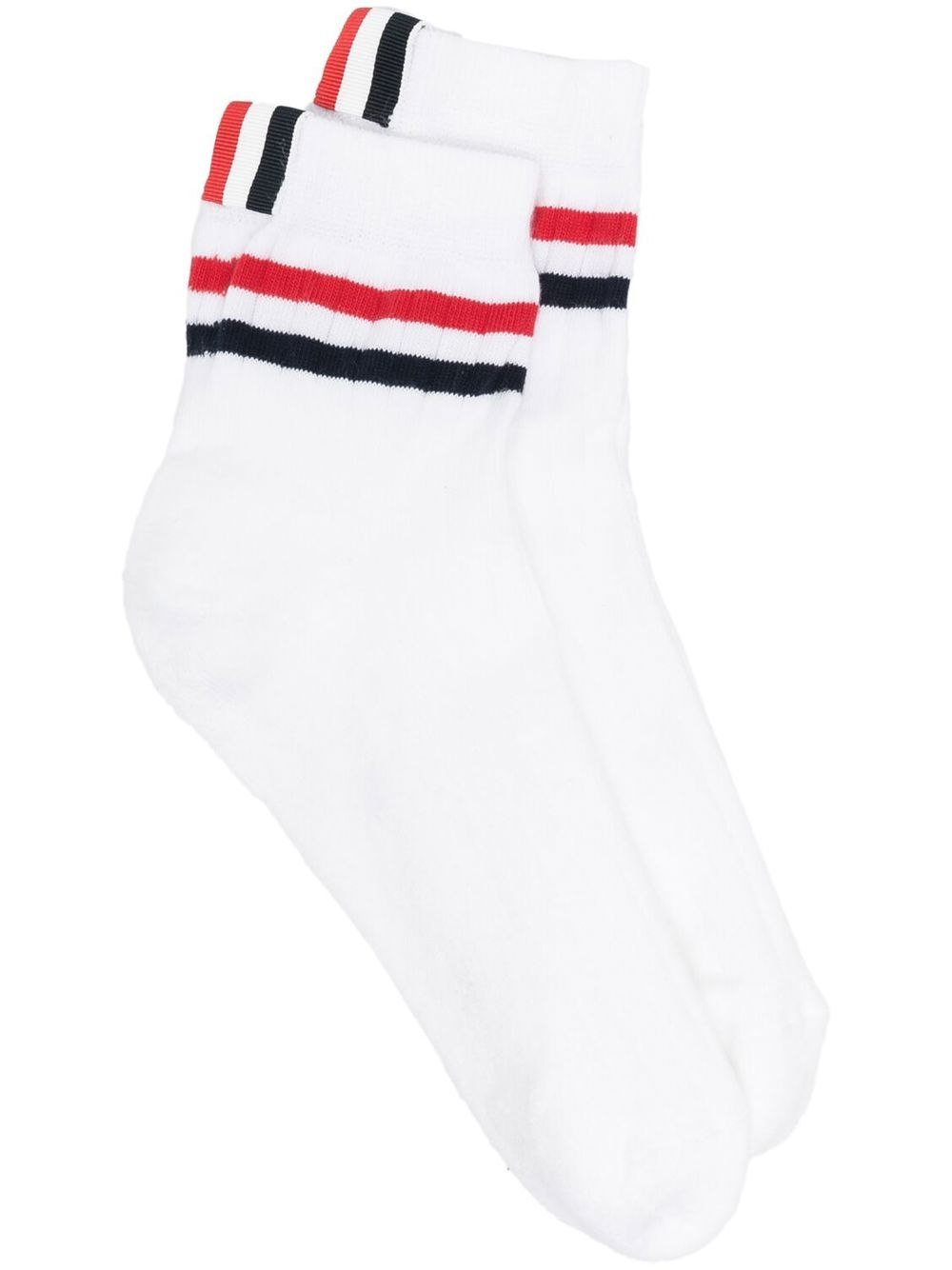 Thom Browne 条纹罗纹针织袜 - 白色