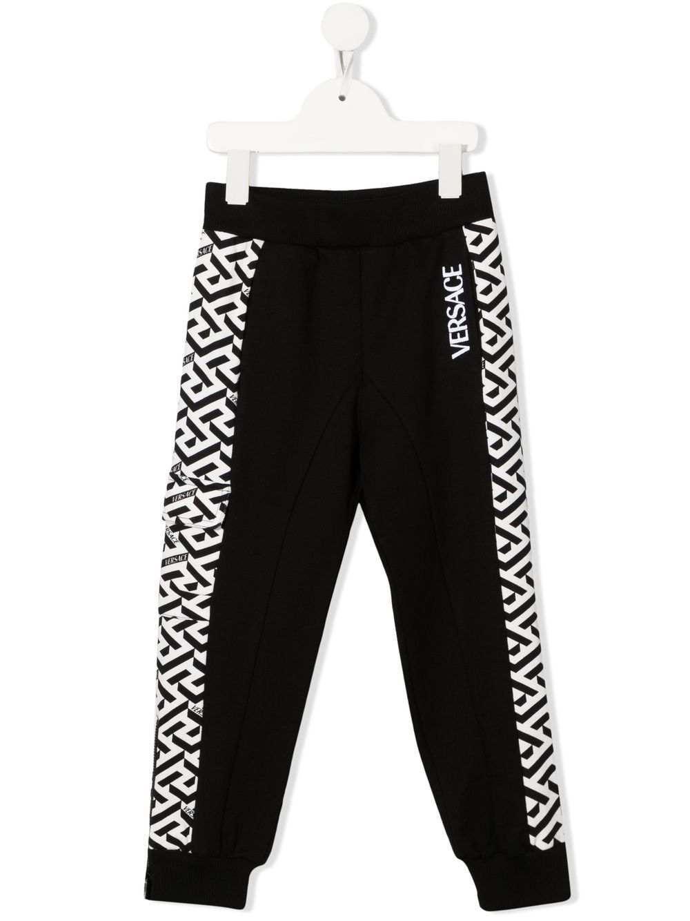 Versace Kids 范思哲 Greca 棉图案运动裤 - 黑色