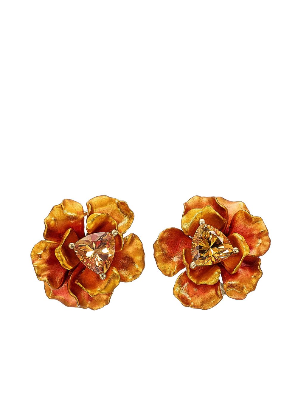 Anabela Chan 14K黄金 Magma Rose 耳环 - 金色