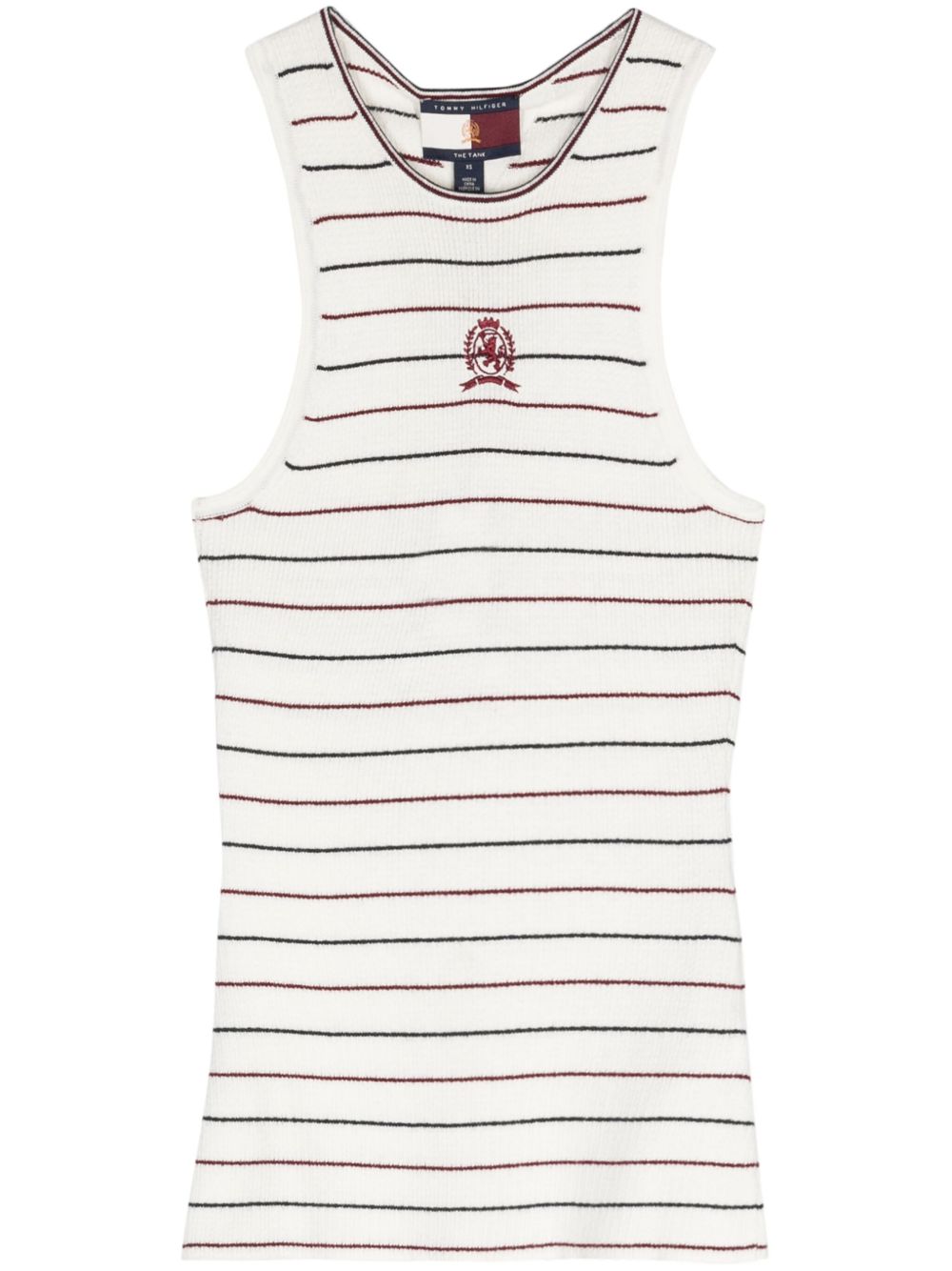 Tommy Hilfiger 徽章刺绣条纹针织上衣 - 白色