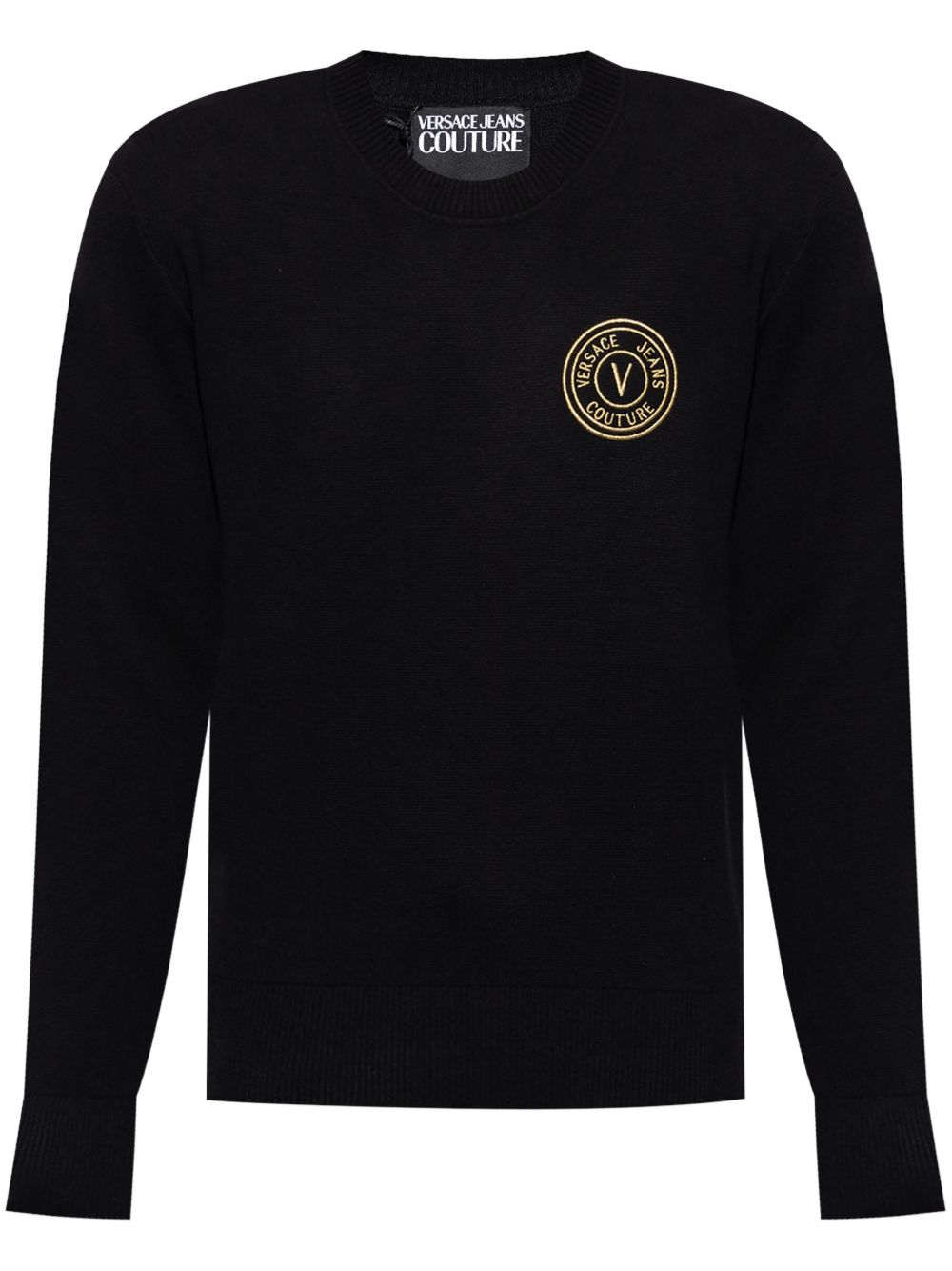 Versace Jeans Couture logo刺绣毛衣 - 黑色