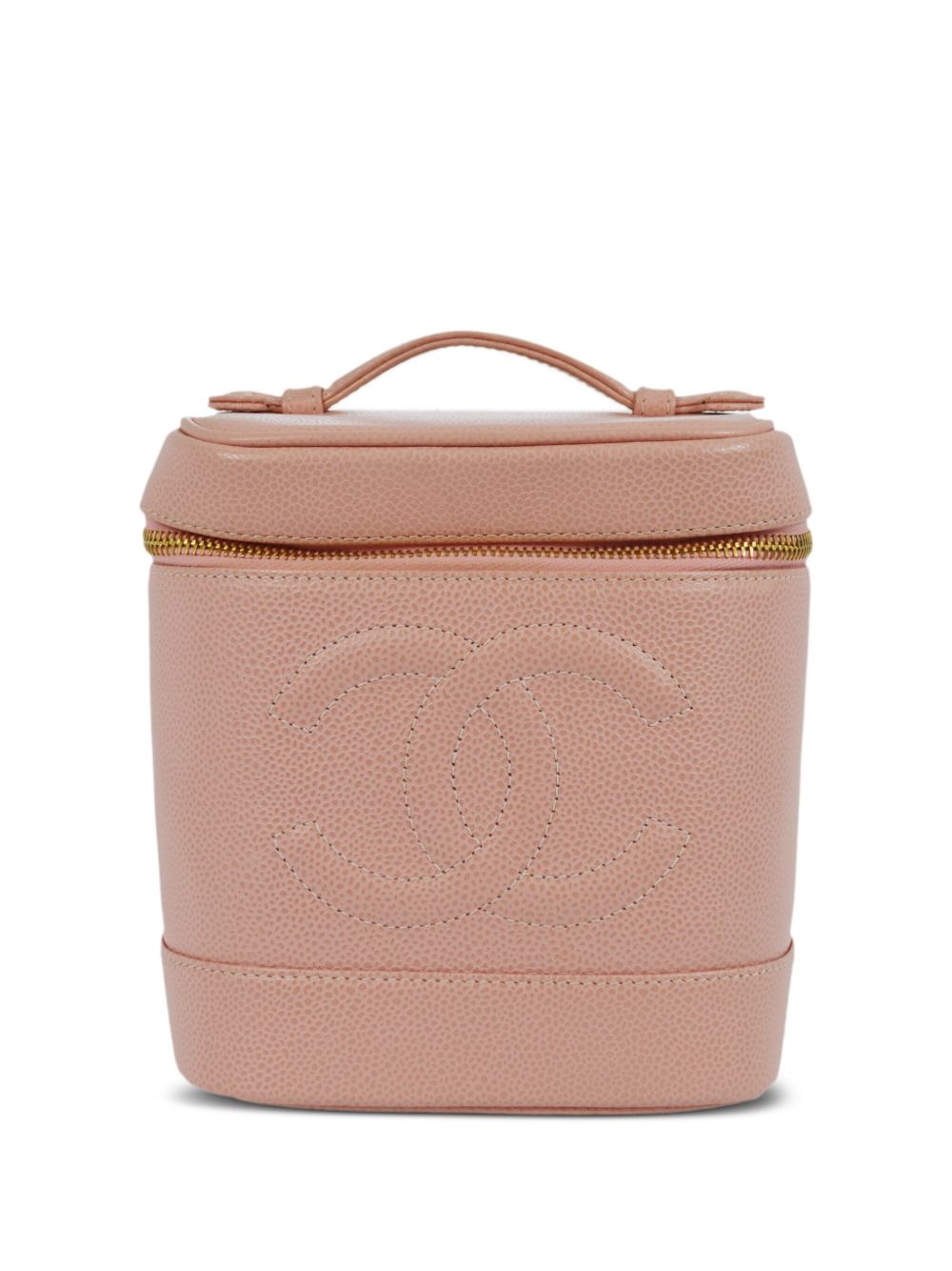 CHANEL Pre-Owned CC 缝线手提化妆包（2003年典藏款） - 粉色
