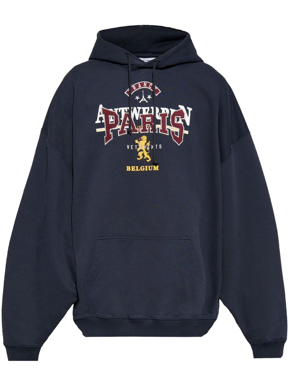 VETEMENTS logo刺绣连帽衫 - 蓝色