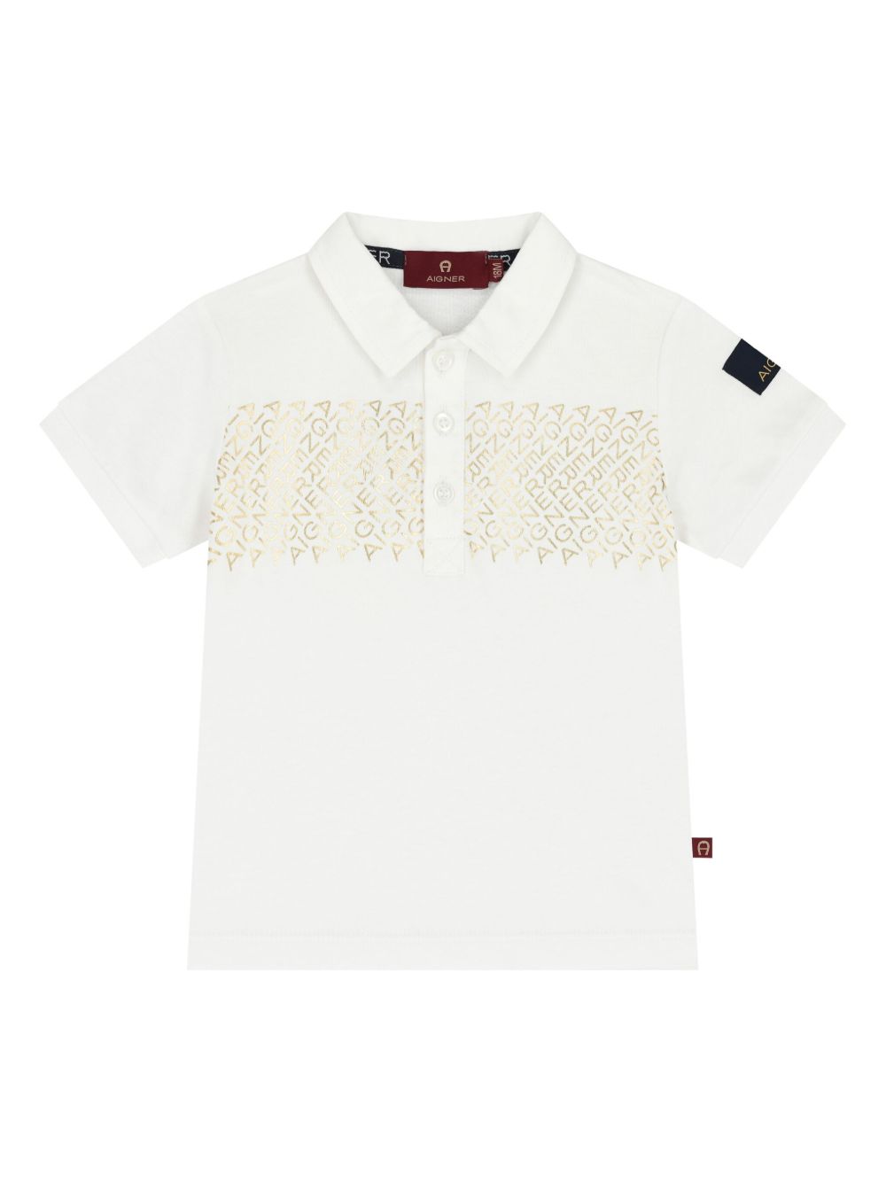 Aigner Kids logo印花polo衫 - 白色