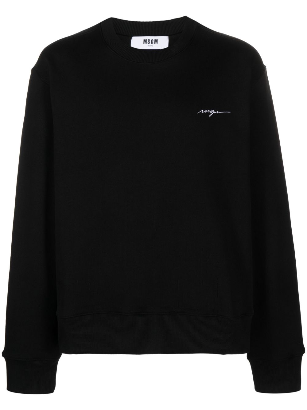 MSGM logo刺绣棉卫衣 - 黑色