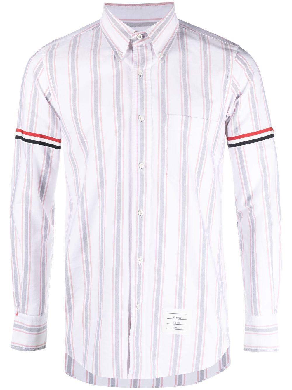 Thom Browne 条纹印花长袖衬衫 - 白色