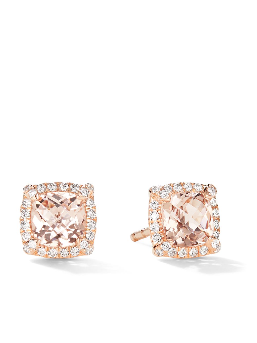 David Yurman 18K玫瑰金 Petite Chatelaine 摩根石钻石耳钉 - 金色