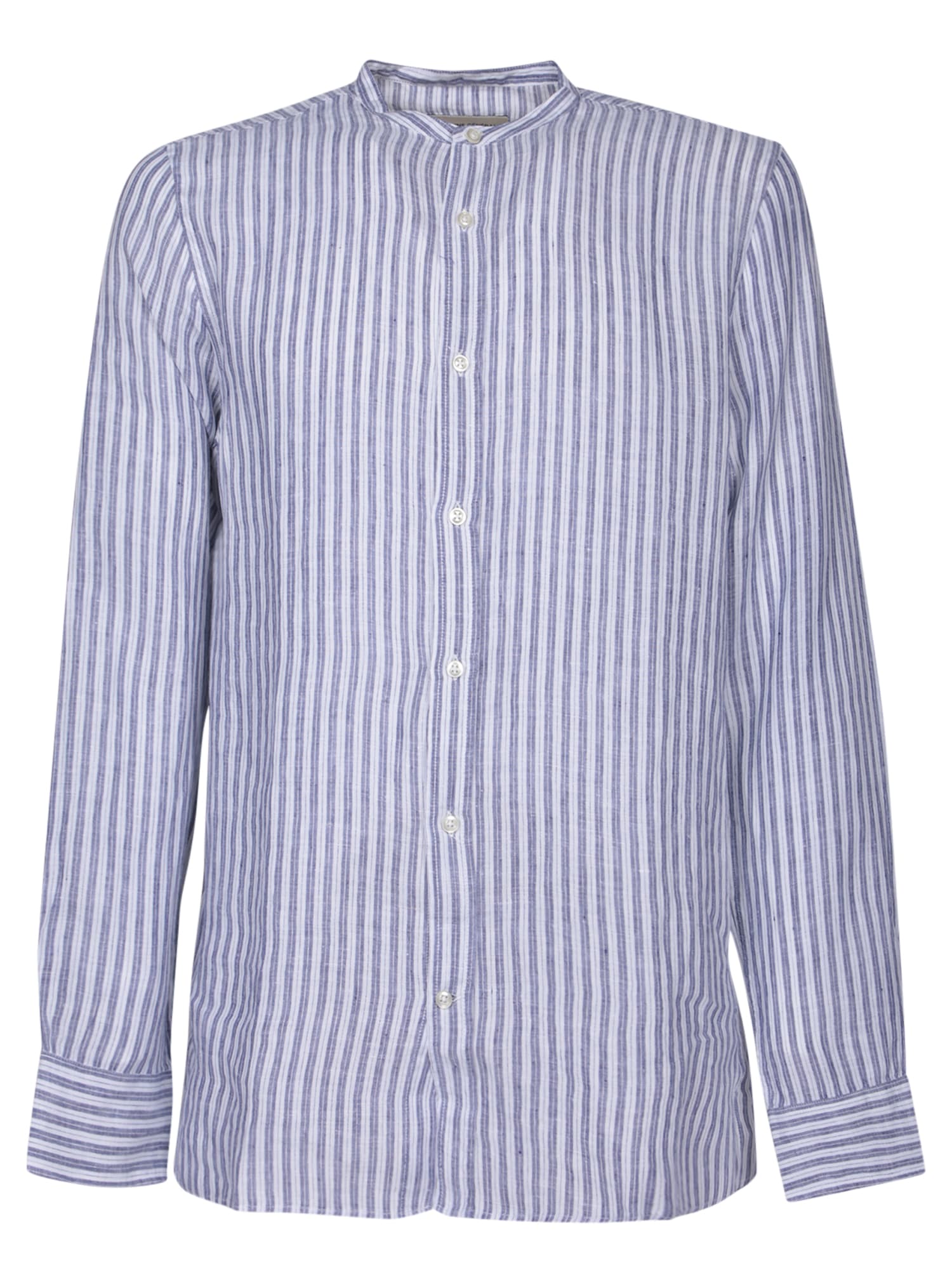 Officine Générale Korean Collar White/blue Shirt