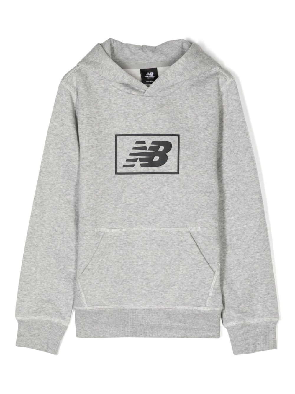 New Balance Kids logo印花口袋连帽衫 - 灰色