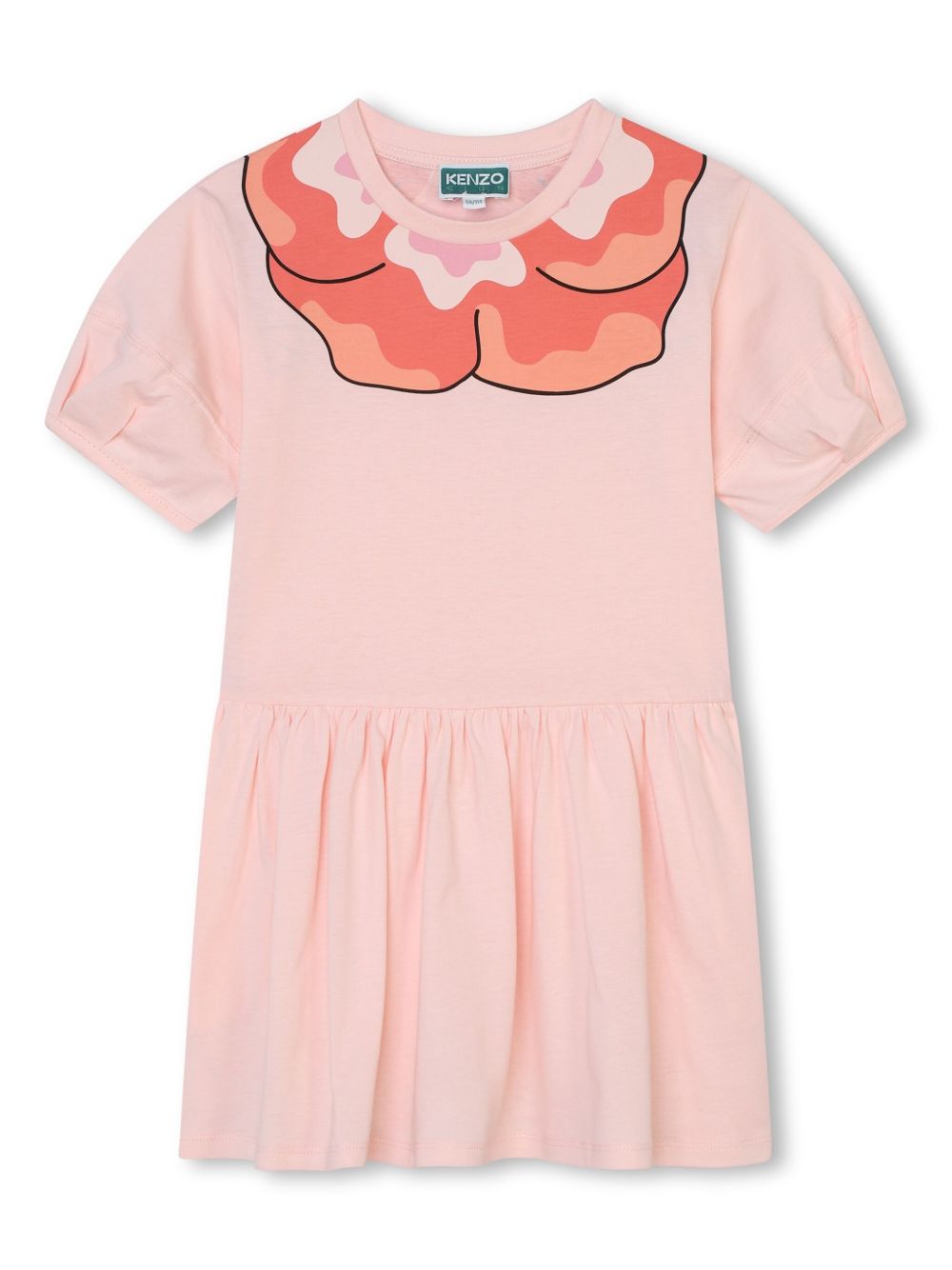 Kenzo Kids 花卉印花棉连衣裙 - 粉色