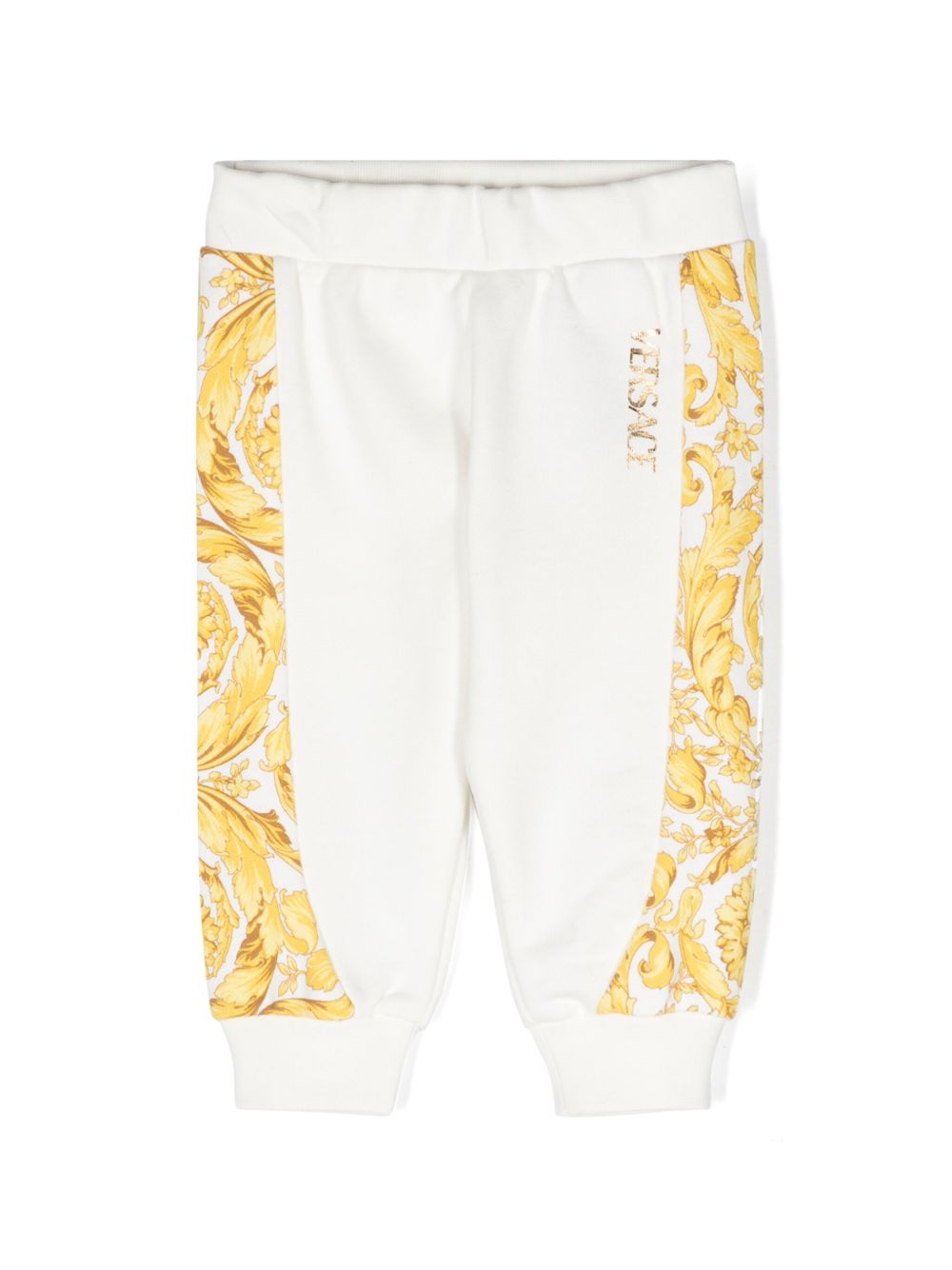 Versace Kids Barocco 印花棉运动裤 - 白色