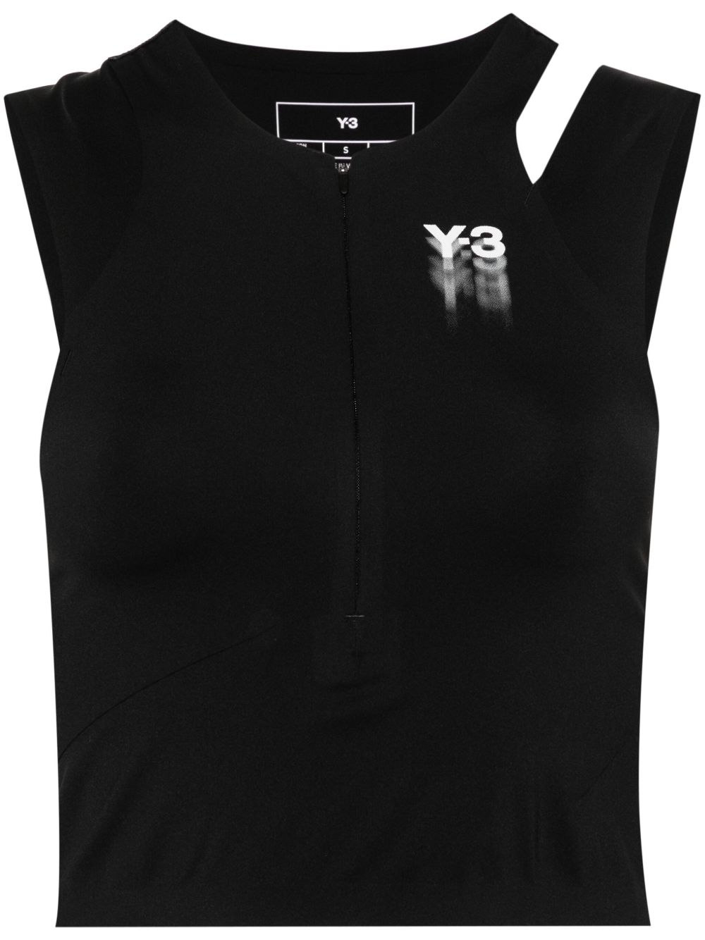 Y-3 logo印花短款运动上衣 - 黑色