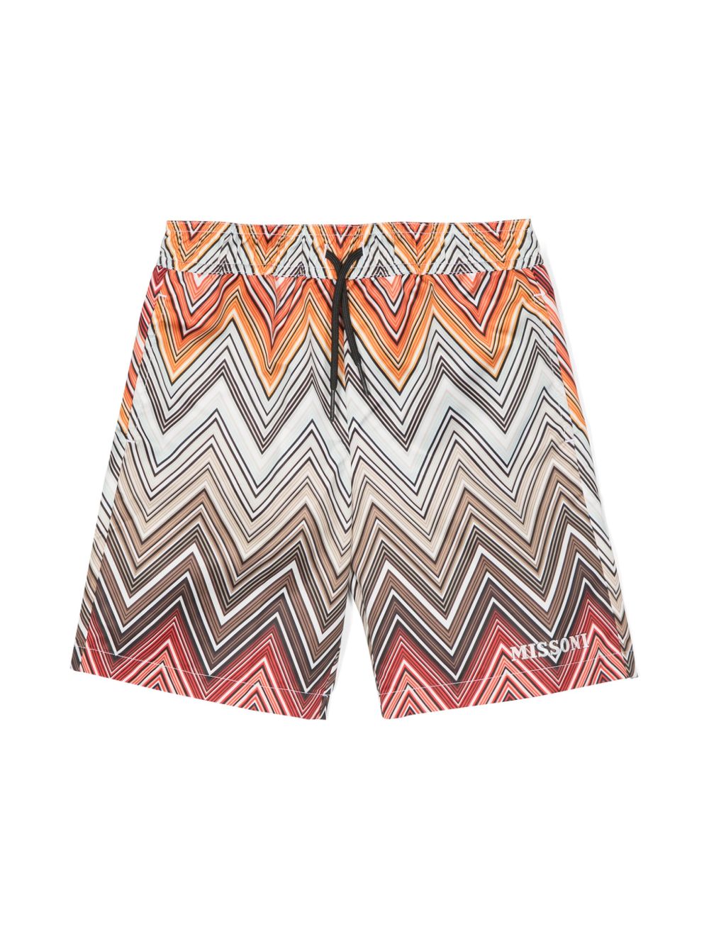 Missoni Kids Z字形图案印花泳裤 - 褐色