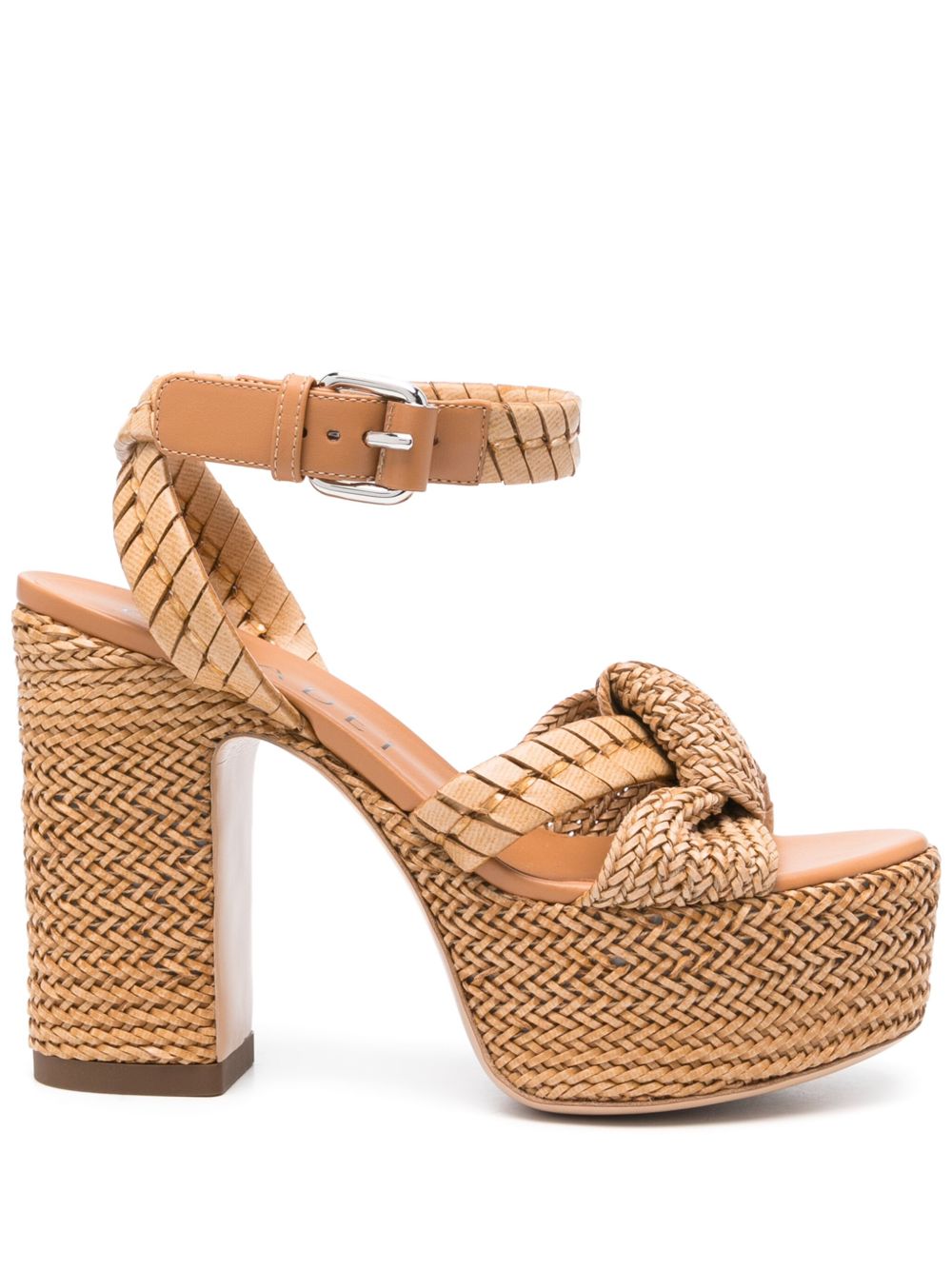 Casadei Isa Formentera 编织高跟凉鞋 - 褐色