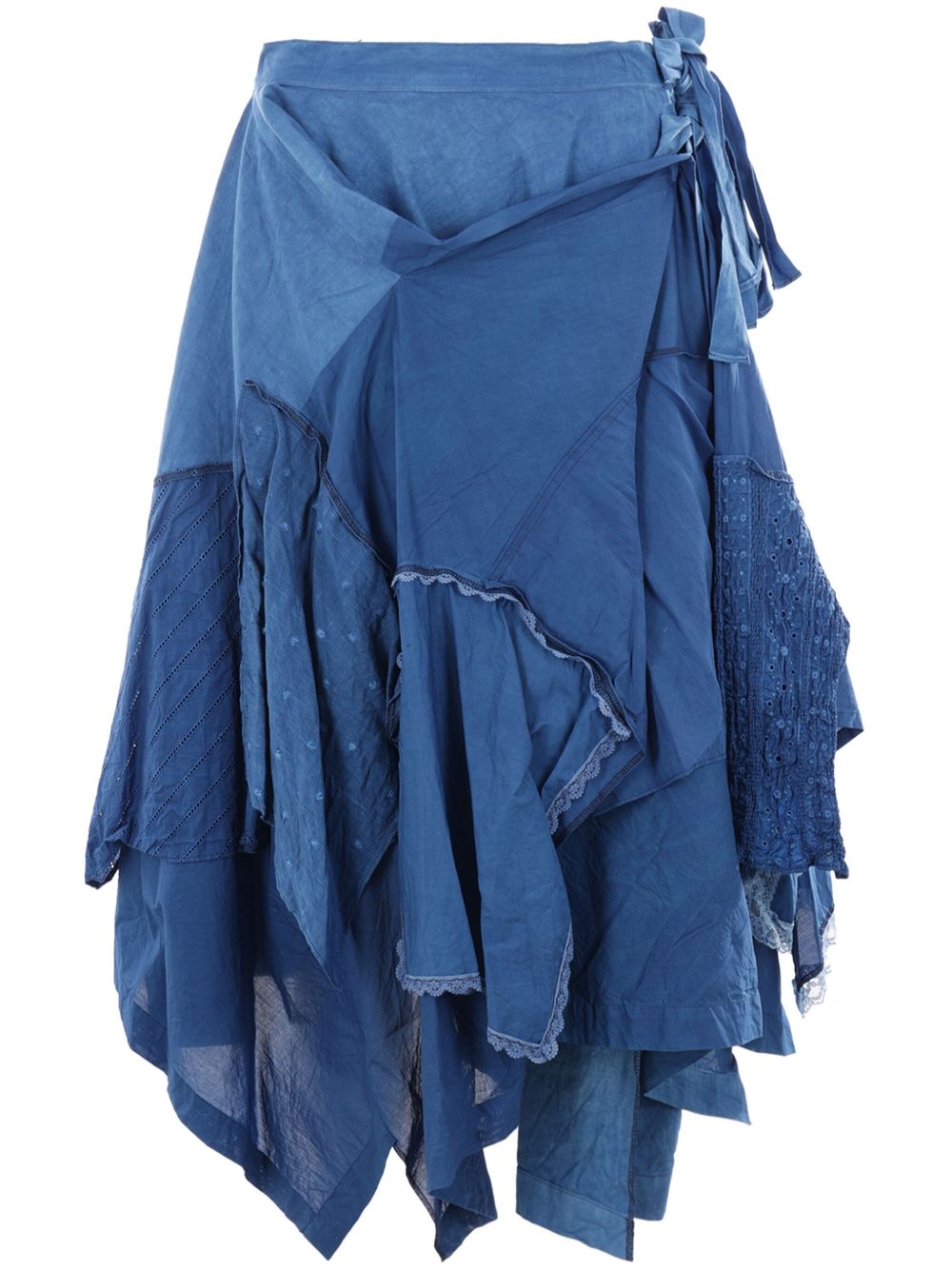 Comme des Garçons TAO 不对称拼贴设计中长半身裙 - 蓝色