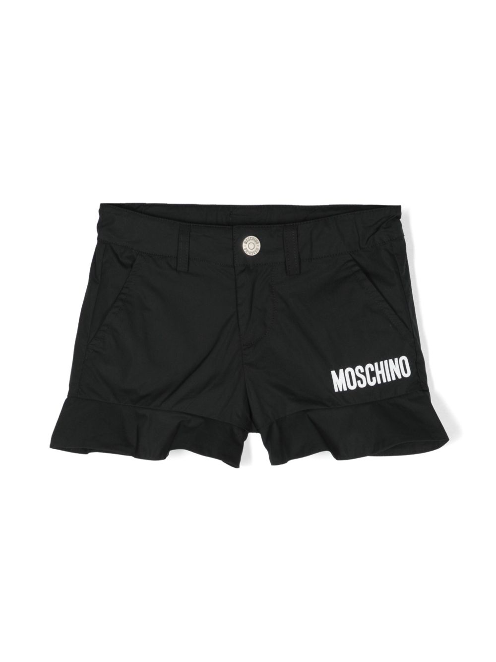Moschino Kids logo印花棉短裤 - 黑色
