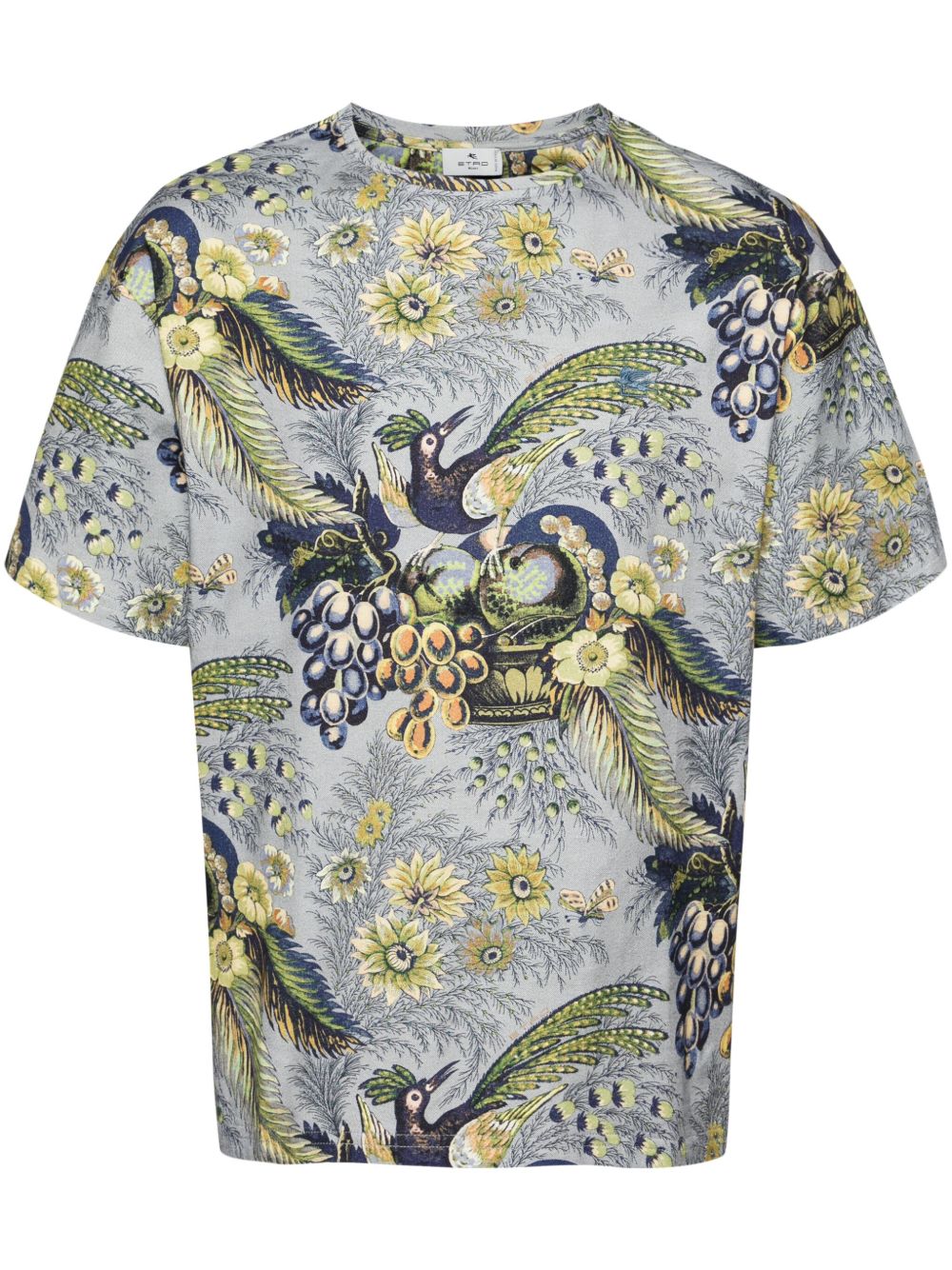 ETRO 插画风印花棉T恤 - 蓝色