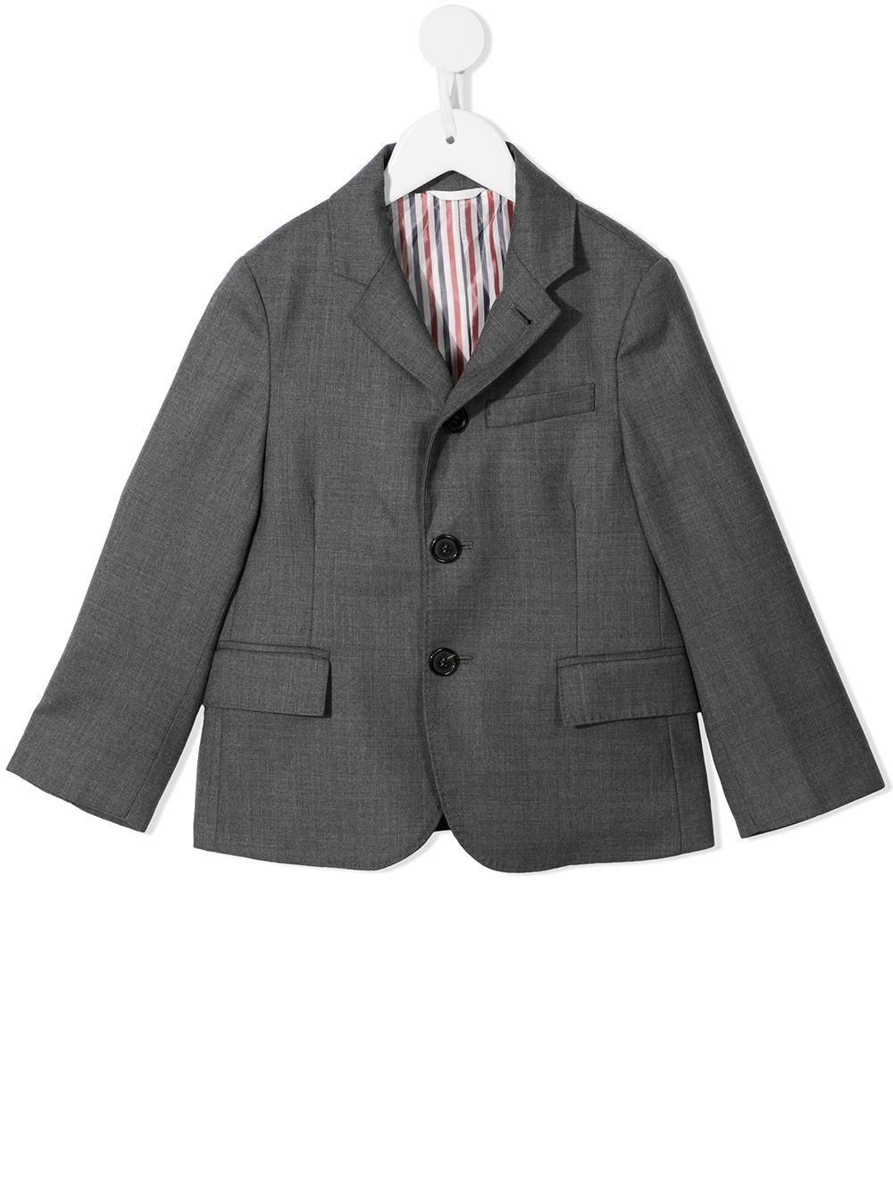 Thom Browne Kids Super 120s 斜纹布西装夹克 - 灰色