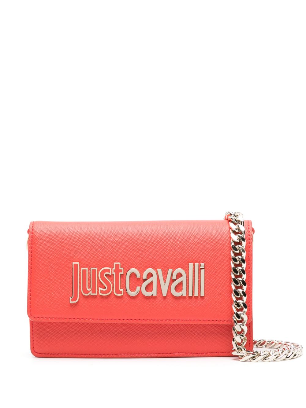 Just Cavalli Range logo标牌纹理斜挎包 - 红色
