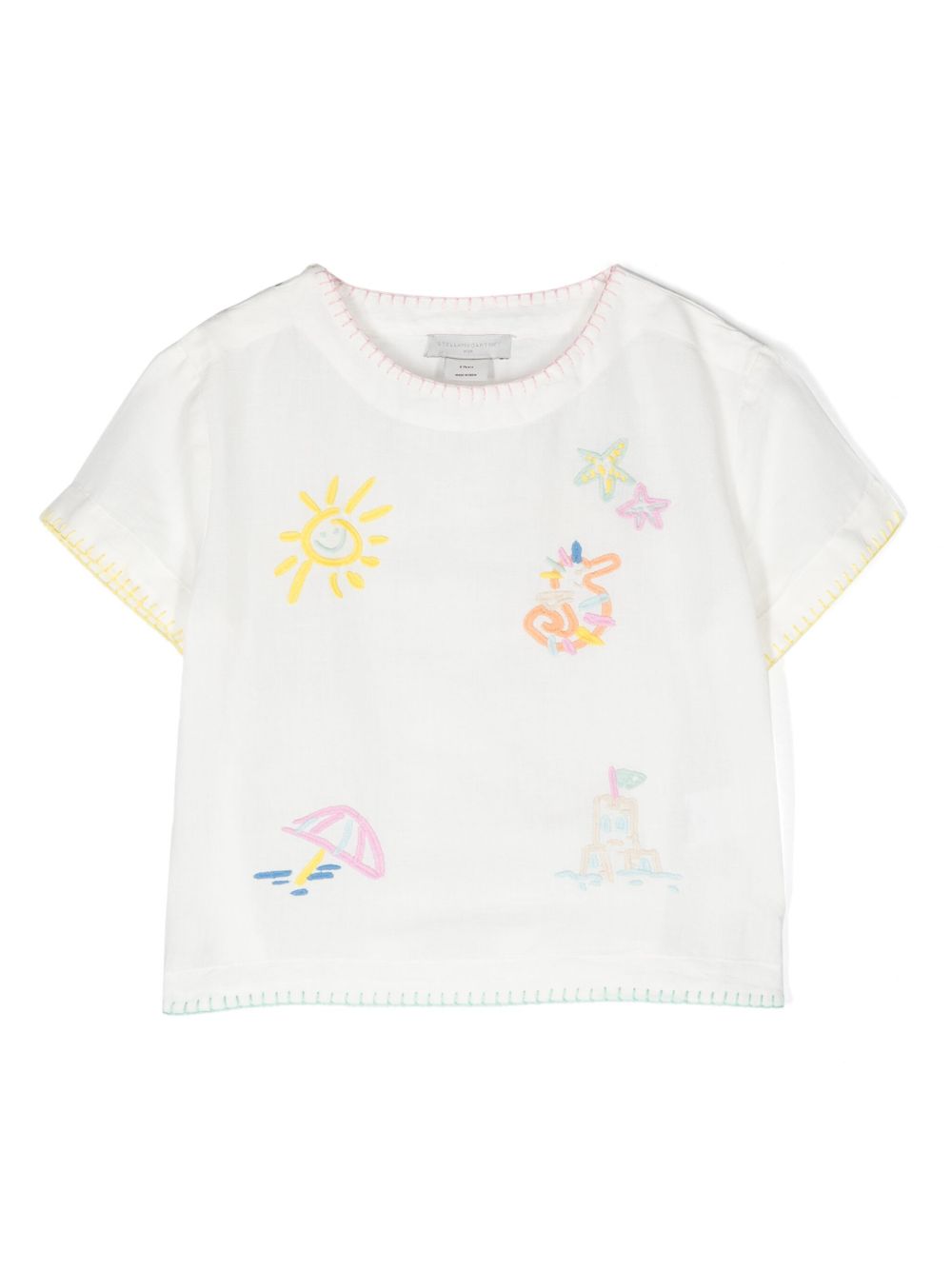 Stella McCartney Kids 图案刺绣T恤 - 白色
