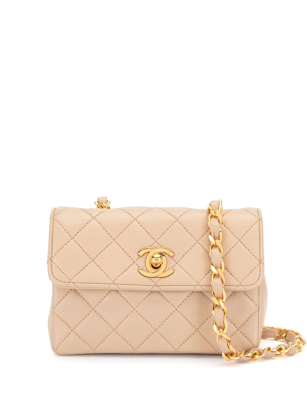 CHANEL Pre-Owned 菱纹绗缝迷你斜挎包 - 粉色