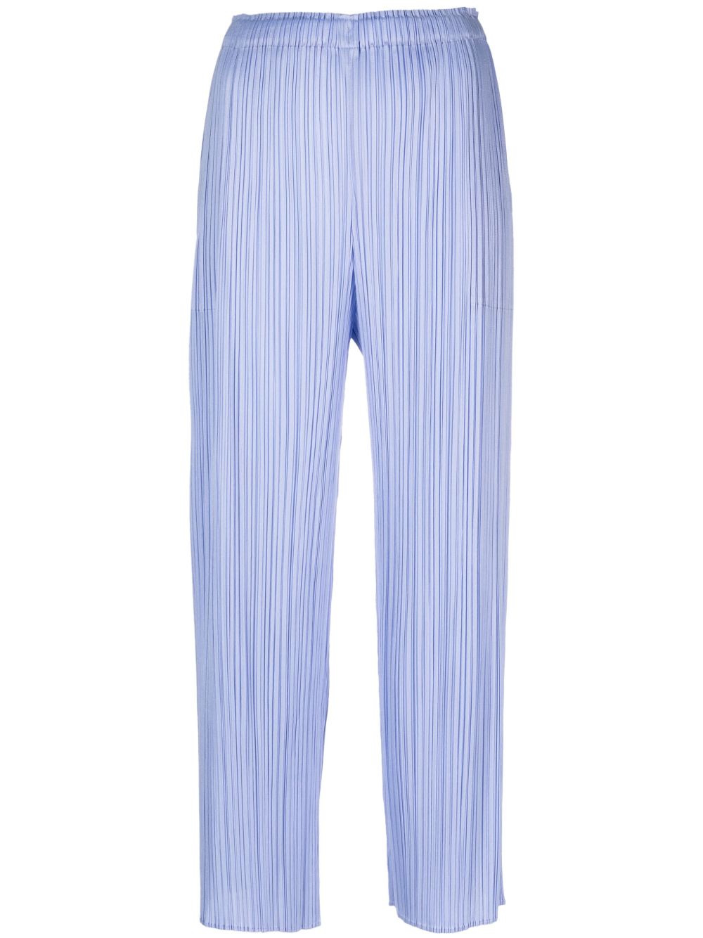 Pleats Please Issey Miyake 高腰细褶露踝裤 - 蓝色