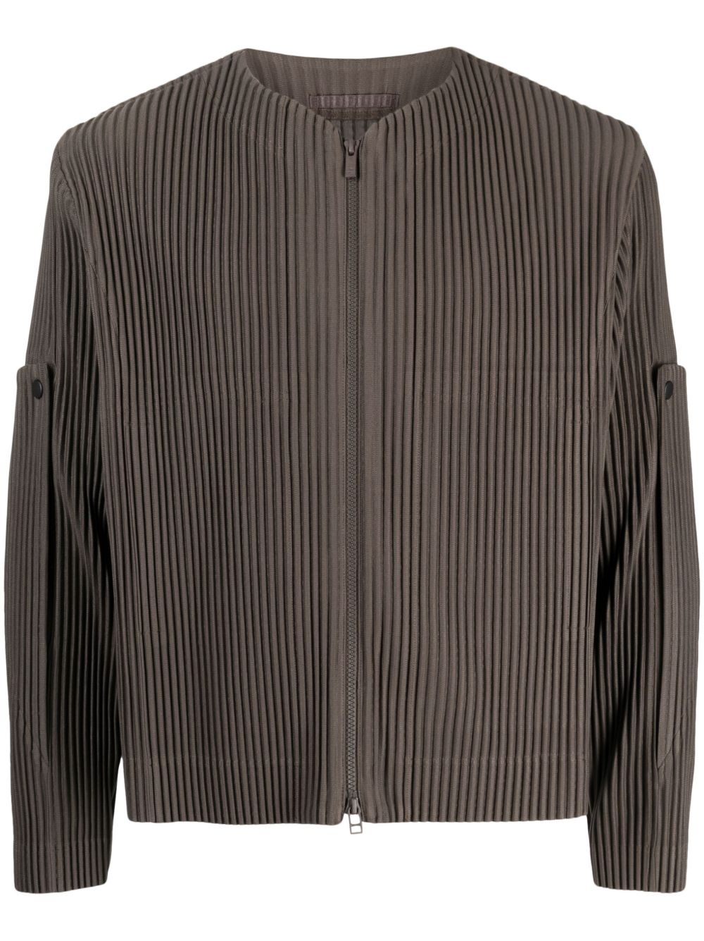 Homme Plissé Issey Miyake 圆领罗纹夹克 - 褐色