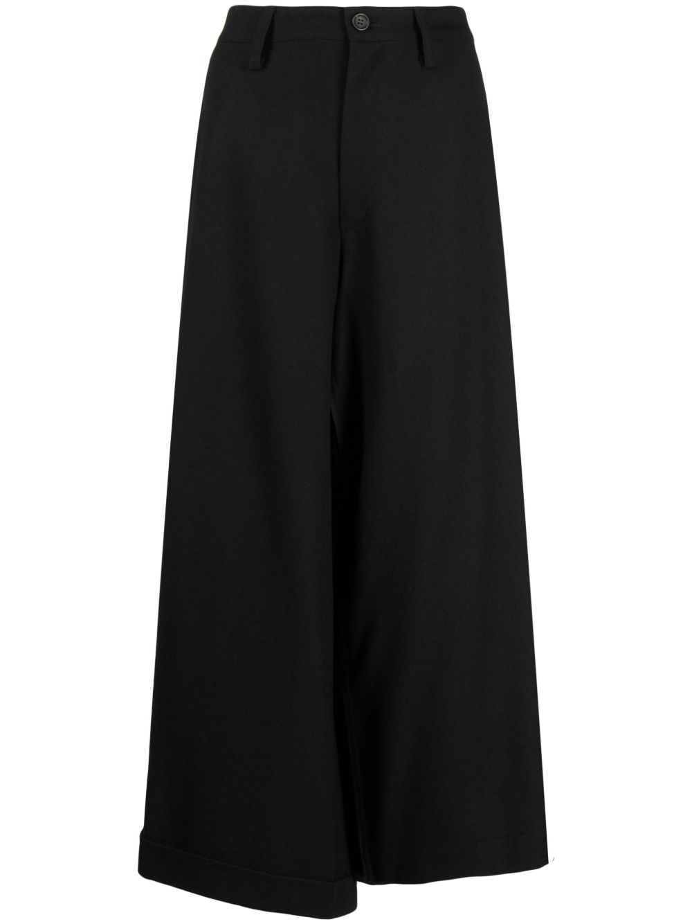 Yohji Yamamoto 羊毛露踝阔腿裤 - 黑色