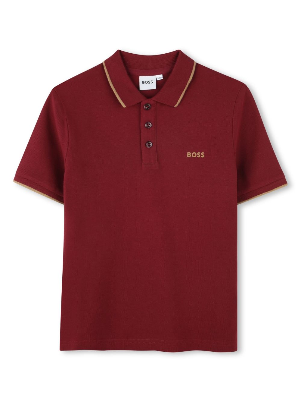 BOSS Kidswear logo印花棉polo衫 - 红色