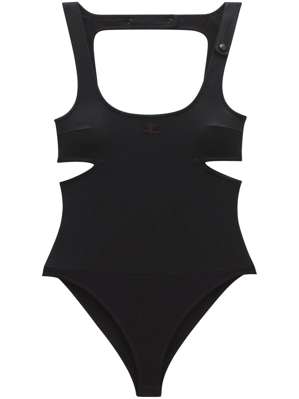 Courrèges Satin Slash 连体紧身衣 - 黑色