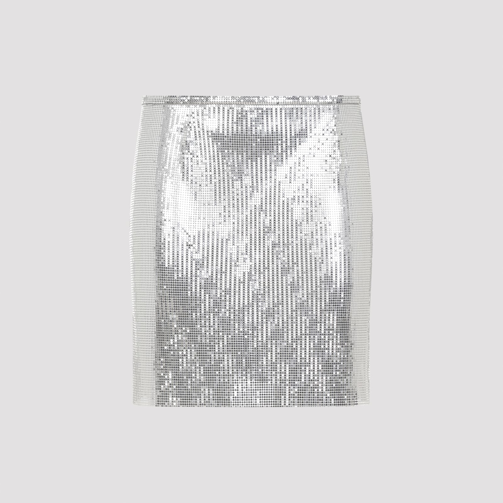 Paco Rabanne 金属感高腰链条细节迷你裙（科技面料）