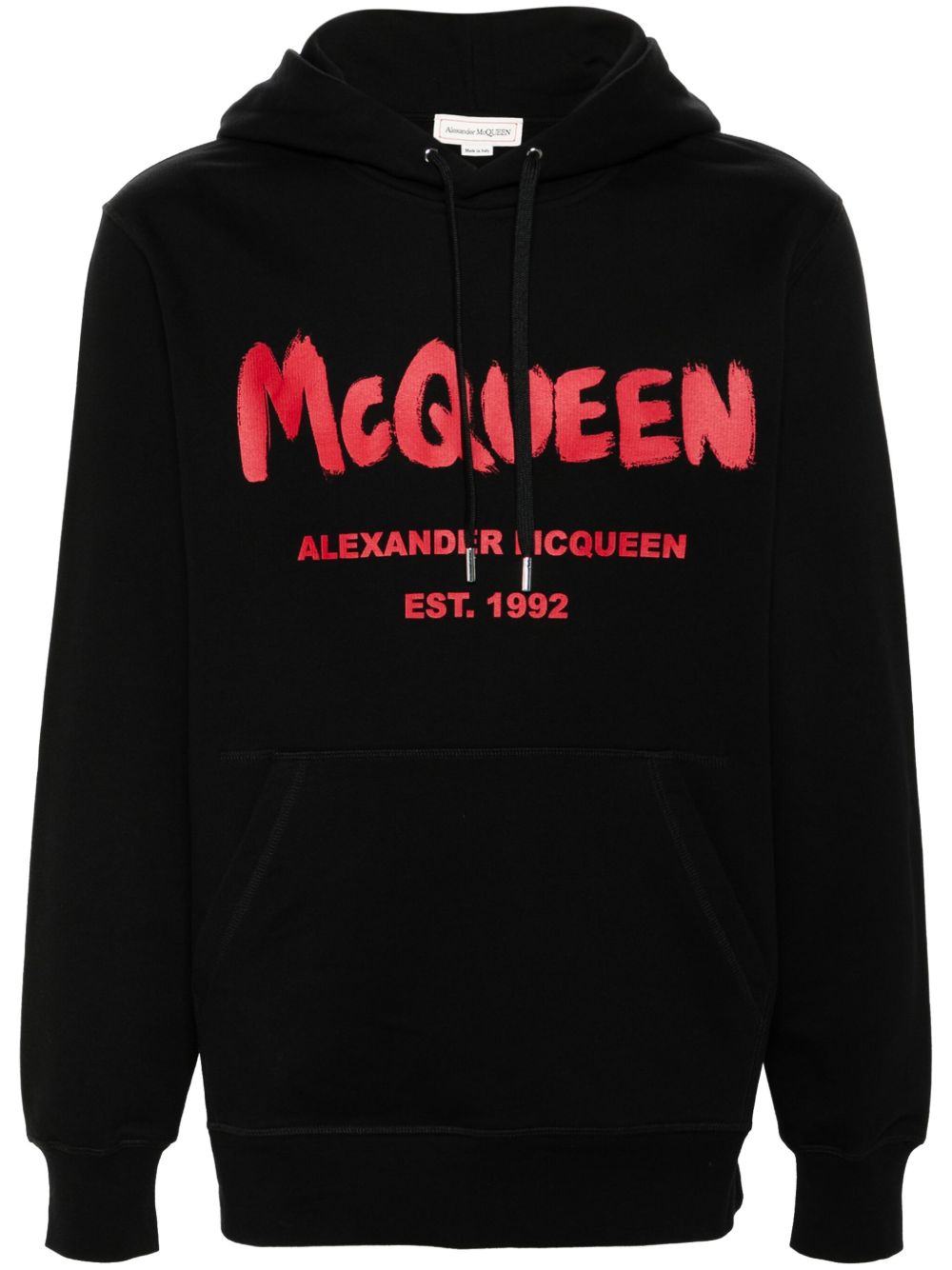 Alexander McQueen Graffiti logo印花棉连帽衫 - 黑色