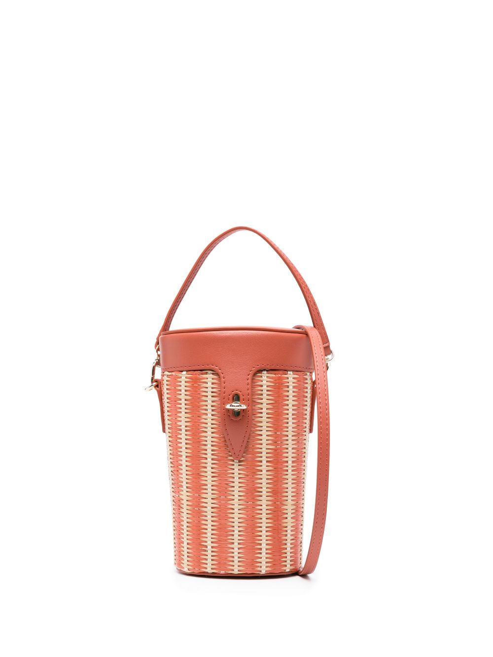 Furla logo凹面压花水桶包 - 橘色