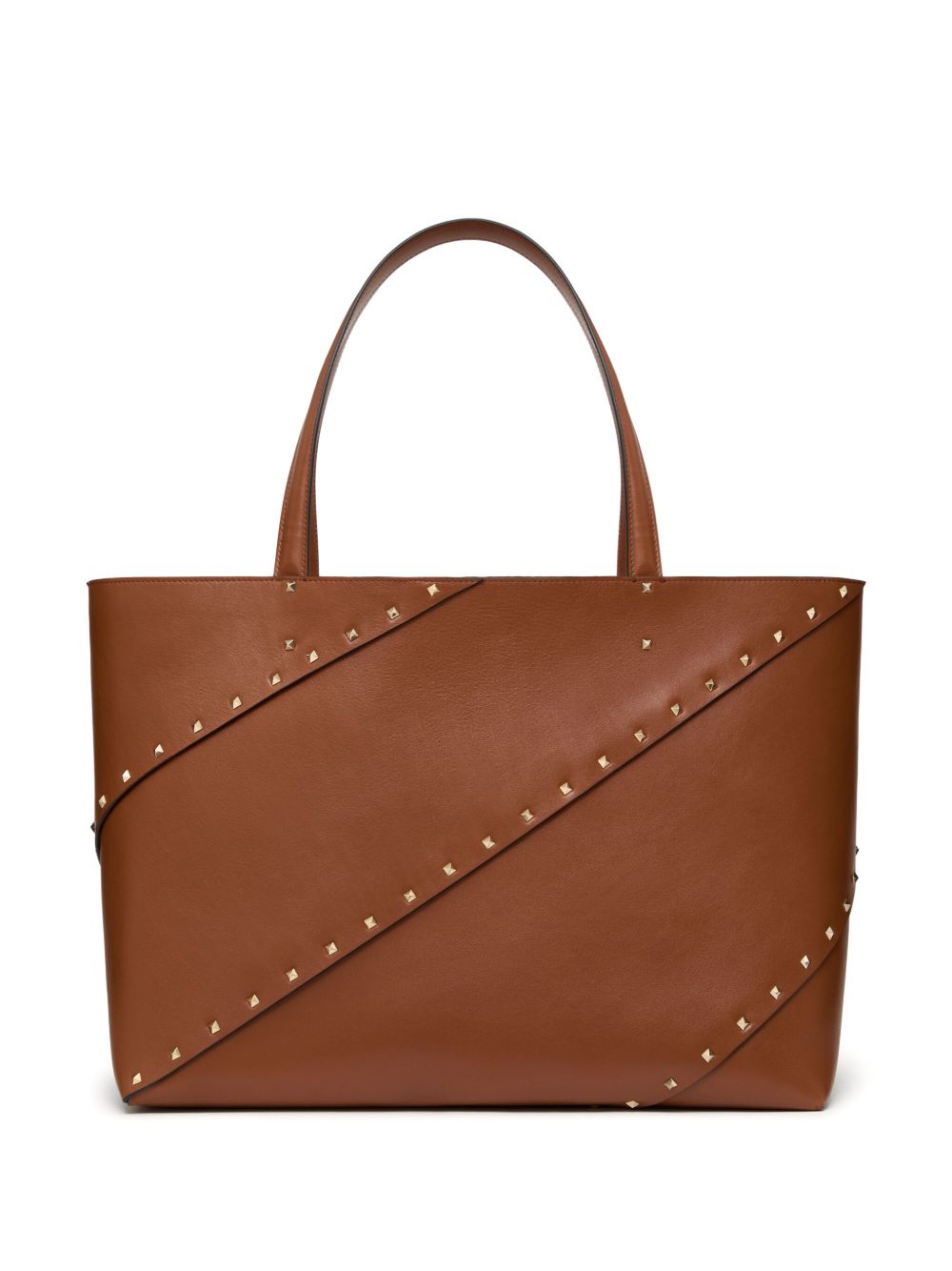 Valentino Garavani Rockstud 皮质手提包 - 褐色