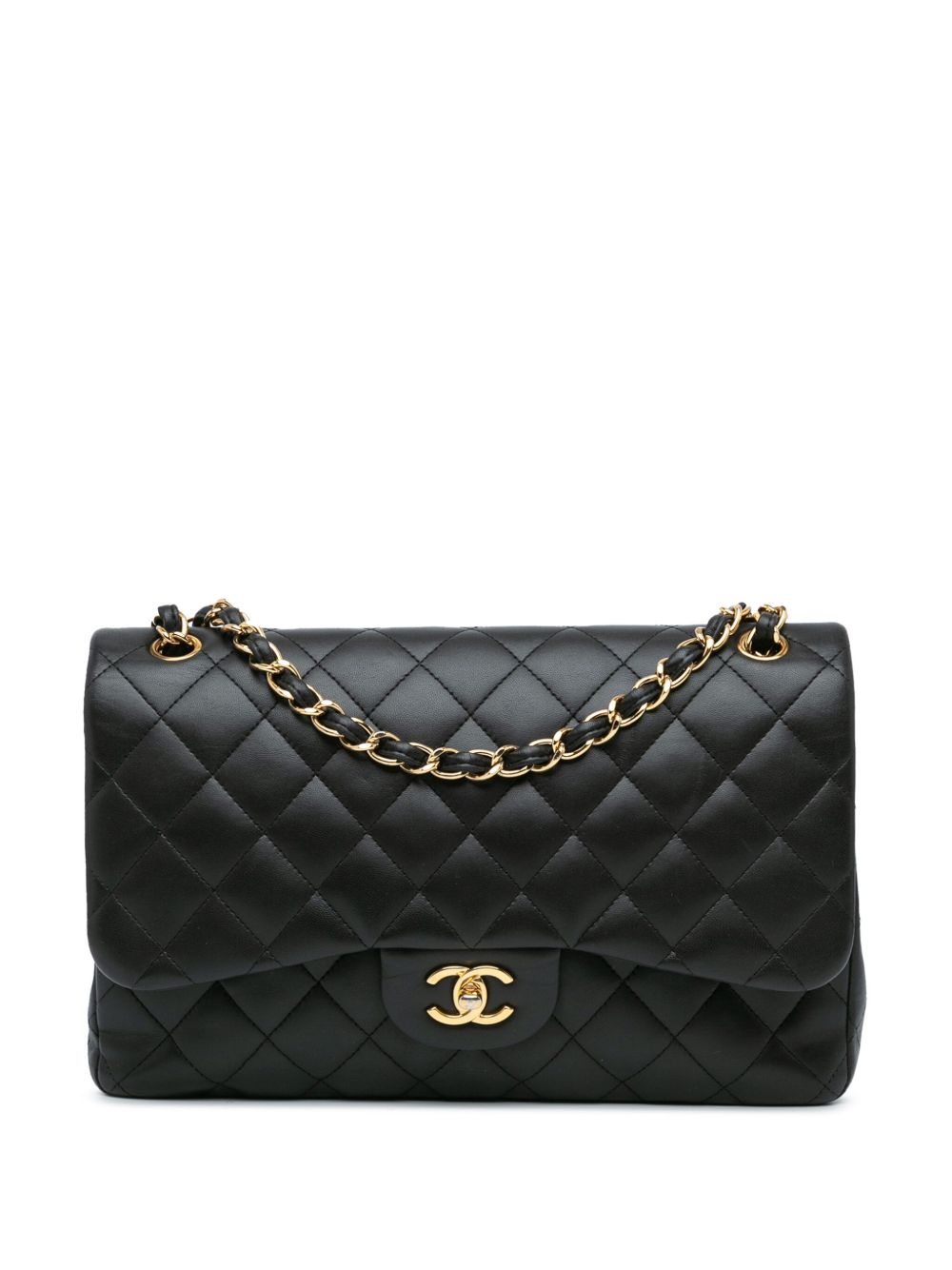 CHANEL Pre-Owned Jumbo Classic Double Flap 小羊皮单肩包（2011年典藏款） - 黑色