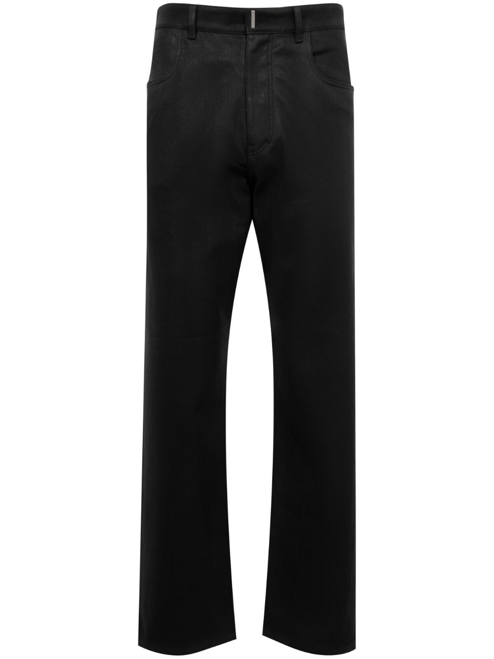 Givenchy logo吊牌直筒长裤 - 黑色