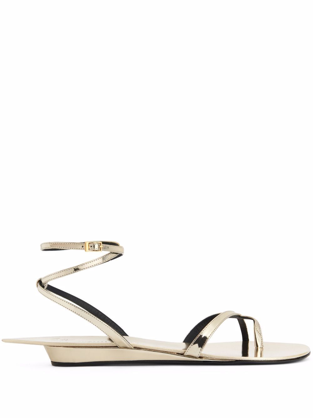 Giuseppe Zanotti Pris 平底皮质凉鞋 - 金色