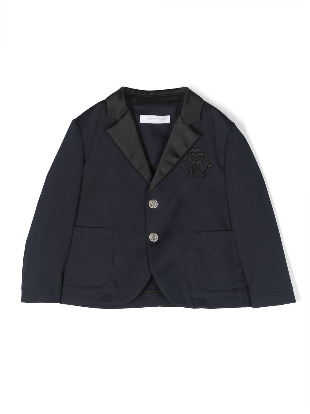 Roberto Cavalli Junior 经典logo贴花西装夹克 - 黑色