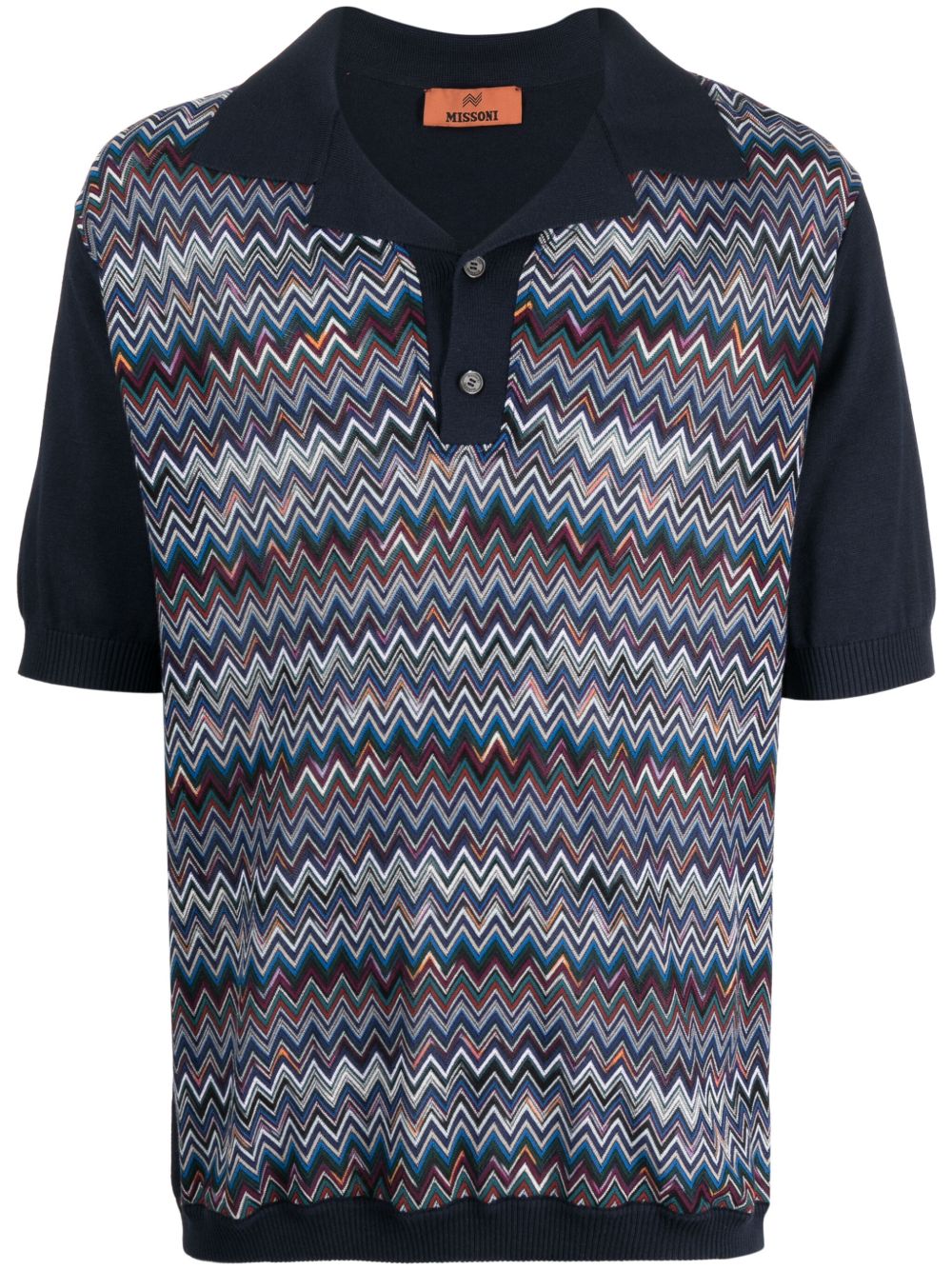 Missoni Z字形图案罗纹polo衫 - 蓝色