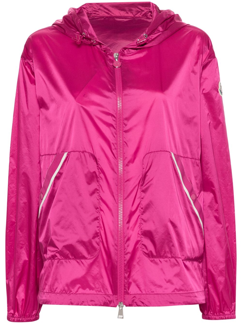Moncler logo贴花连帽夹克 - 粉色