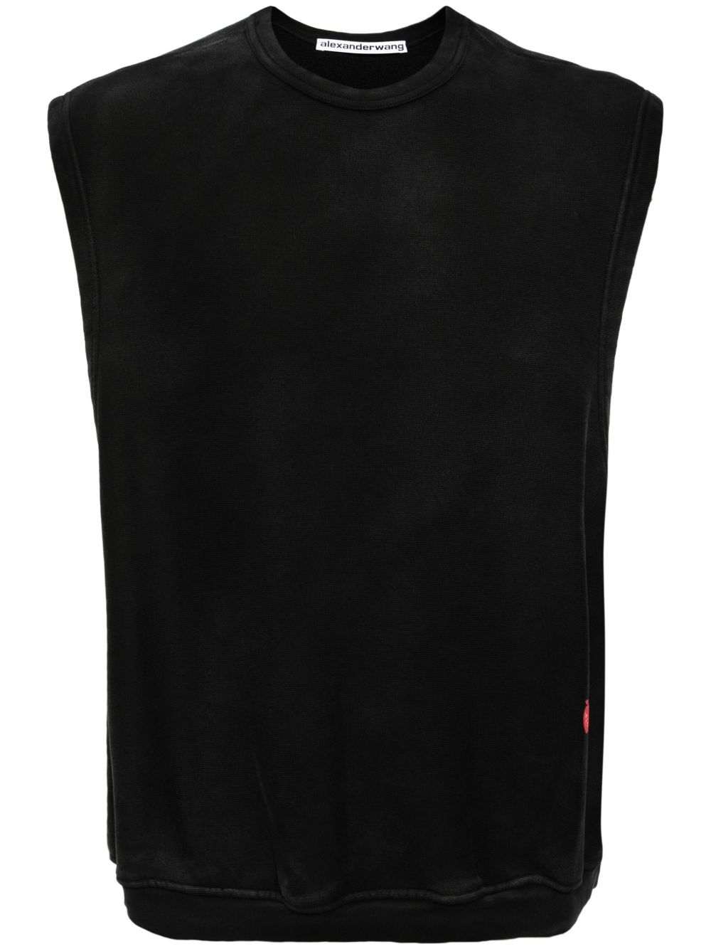 Alexander Wang logo印花无袖棉毛衣 - 黑色